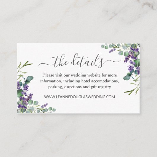 ユーカリプルーラベンダー結婚花の詳細 エンクロージャーカード (正面)