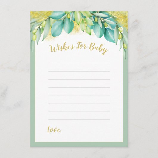 ユーカリベビーの赤ちゃんシャワーの葉願い アドバイスカード (正面)