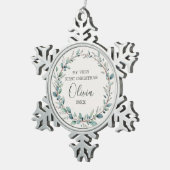 ユーカリベビー初めてのクリスマスミニマリストモダン スノーフレークピューターオーナメント (右)