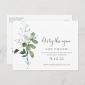 ユーカリミニマルカリの日付を変更結婚する 案内ポストカード (正面/裏面)