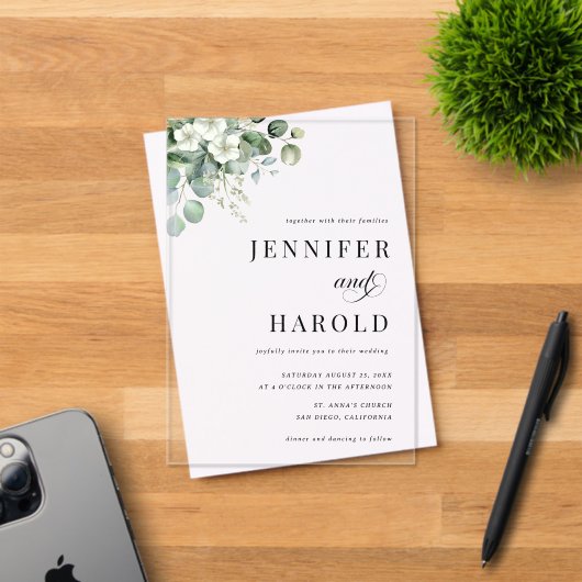 ユーカリミニマルフローラ透結婚明 アクリル招待状 (インサイチュ (招待状))