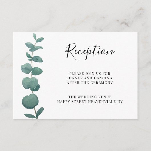 ユーカリミニマルプトゥスウェディングレセプション エンクロージャーカード (正面)