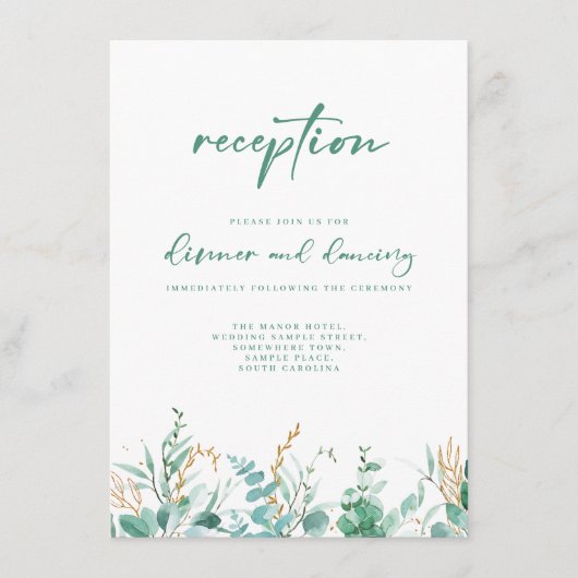 ユーカリミニマルプトゥスウェディングレセプション エンクロージャーカード (正面)