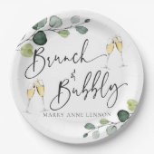 ユーカリミニマルプトゥスブランチとバブリー ペーパープレート (正面)