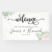 ユーカリミニマル赤面ピンクウェディングパーティー 横断幕 (横)