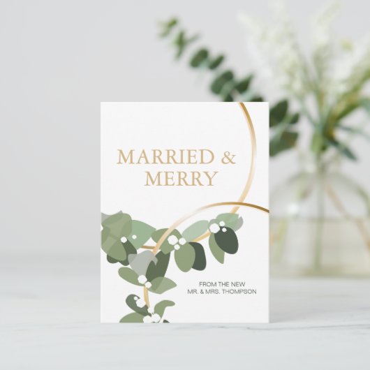 ユーカリメリーリース新婚クリスマス感謝してい ポストカード (スタンド正面)