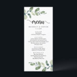 ユーカリモダンの結婚駆け落ちディナー メニュー<br><div class="desc">緑のモダンユーカリ結婚の駆け落ちディナーのカード、素朴なスクリプトデザイン。簡単カスタマイズとあなたのニーズにパーソナライズし、ディナーゲストは、これらの完璧なディナーメニューを見て興奮スタイリッシュする。</div>