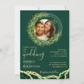 ユーカリモダンエレガントプタスアゲメラルド結婚ス 招待状 (正面)