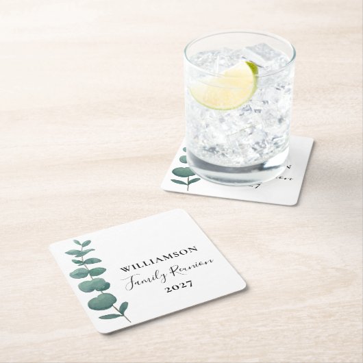 ユーカリモダンエレガントプタスファミリー懇親会 スクエアペーパーコースター (インサイチュ)