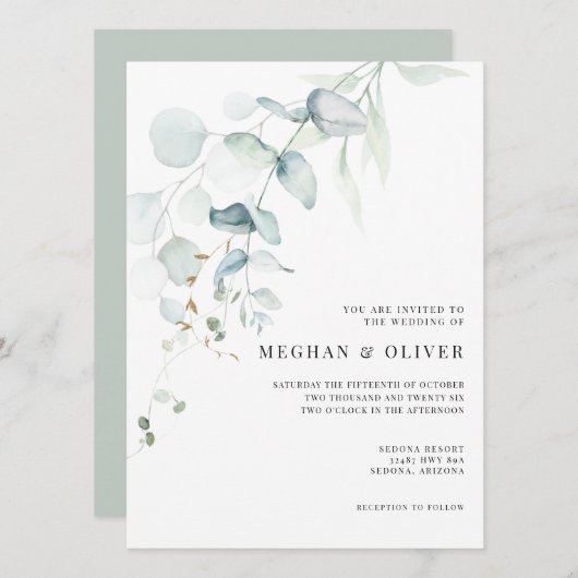 ユーカリモダンエレガントー植栽 招待状 (正面/裏面)