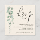 ユーカリモダンカリアイボリーセージQRコードウェディングRSVP エンクロージャーカード (正面)