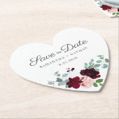 ユーカリモダンカリフローラ日付を保存結婚する ペーパーコースター (アングル)