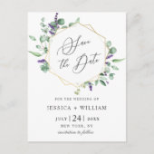 ユーカリモダンカリフローラ結婚式の日付を保存 ポストカード (正面)