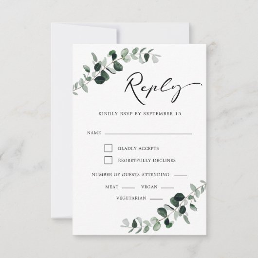 ユーカリモダンカリフ結婚ト料理 出欠カード (正面)