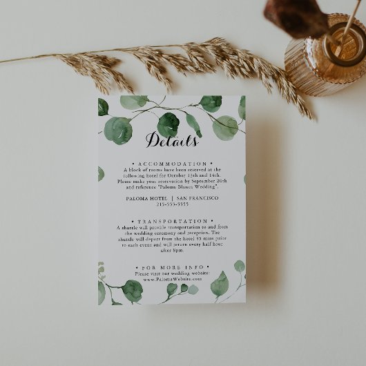 ユーカリモダンカリフ結婚ト詳細 エンクロージャーカード