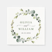 ユーカリモダンカリリースフレ結婚ームの紙ボー スタンダードカクテルナプキン (正面)