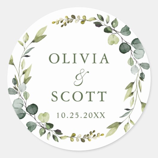 ユーカリモダンカリリースフローラ結婚ズボホ ラウンドシール (正面)