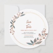 ユーカリモダンカリ循環フローラ保存日付 招待状 (正面)