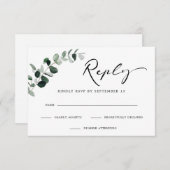 ユーカリモダンク書シンプル道結婚の 出欠カード (正面/裏面)