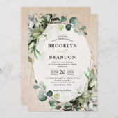 ユーカリモダングリネリー結婚ウッド 招待状 (正面/裏面)