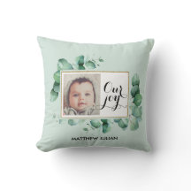 ユーカリモダングリーンリー装飾用クッション