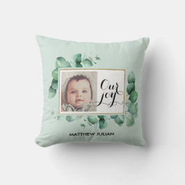 ユーカリモダングリーンリー装飾用クッション クッション