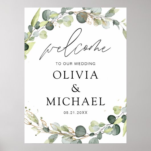 ユーカリモダンスプ結婚リの歓迎エレガントF ポスター (正面)