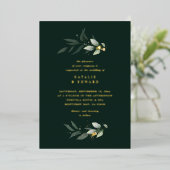 ユーカリモダンスミニマルエレガントなウェディンググリーン 箔招待状 (立ち正面)