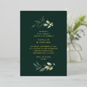 ユーカリモダンスミニマルエレガントなウェディンググリーン 箔招待状 (立ち正面)