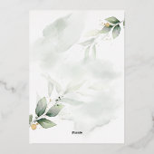 ユーカリモダンスミニマルエレガントな結婚式 箔招待状 (裏面)