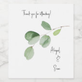 ユーカリモダンパーソナライズされたプ結婚ス ワインラベル (シングルラベル)