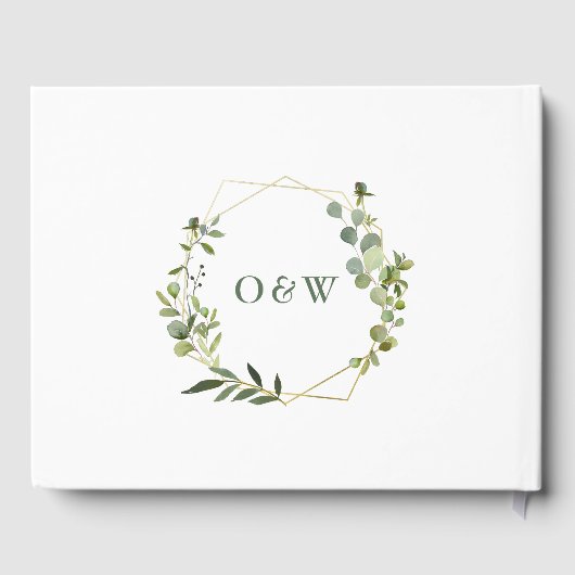 ユーカリモダンフローラ幾何学模様結婚の ゲストブック (裏面)