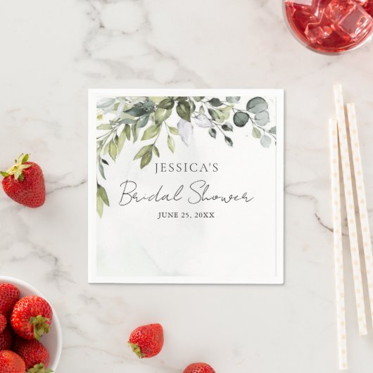 ユーカリモダンブライダルシャワーナプキンス スタンダードカクテルナプキン (インサイチュ)