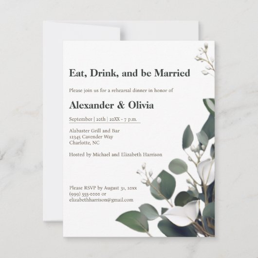 ユーカリモダンプのリハ結婚ーサルディナー 招待状 (正面)