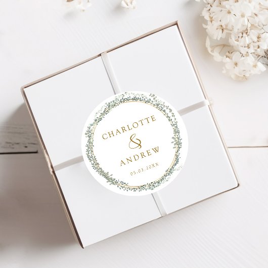 ユーカリモダンプエレガントスのシ結婚ステッカー ラウンドシール