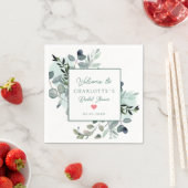 ユーカリモダンプエレガントブライダルシャワーナプキン スタンダードカクテルナプキン (インサイチュ)