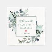 ユーカリモダンプエレガントブライダルシャワーナプキン スタンダードカクテルナプキン (正面)