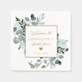 ユーカリモダンプエレガントブライダルシャワーナプキン スタンダードカクテルナプキン (正面)
