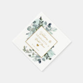 ユーカリモダンプエレガントブライダルシャワーナプキン スタンダードカクテルナプキン (角)
