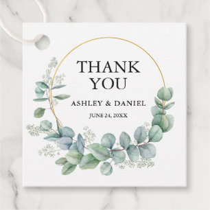 ユーカリモダンプエレガント金ゴールド結婚の感謝 フェイバータグ