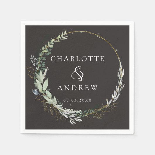 ユーカリモダンプエレガント・ナ結婚プキンス スタンダードカクテルナプキン (正面)