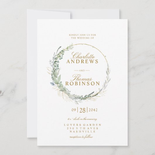 ユーカリモダンプエレガント・結婚式招待状 招待状 (正面)