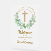 ユーカリモダンプスファースト・コミュニオンウェルカム アクリルサイン (傾斜)