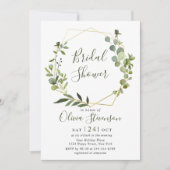 ユーカリモダンプス幾何学模様ブライダルシャワー 招待状 (正面)