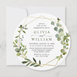 ユーカリモダンプス幾何学模様婚約パーティ 招待状