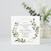 ユーカリモダンプス幾何学模様婚約パーティ 招待状 (スタンド正面)