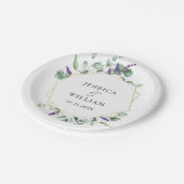 ユーカリモダンプス葉幾何学枠結婚の ペーパープレート (アングル)