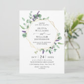 ユーカリモダンプス葉幾何学枠結婚の 招待状 (スタンド正面)