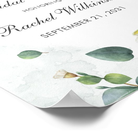 ユーカリモダンプタスグリーンリーブライダルシャワーへようこそ ポスター (角)