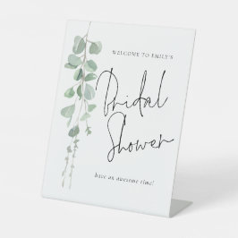 ユーカリモダンプタススクリプトへようこそブライダルシャワー 台座サイン